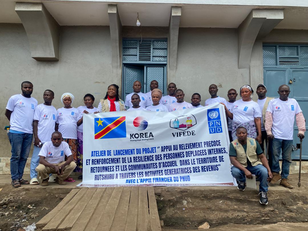 Rutshuru : Lancement officiel du projet « Appui au relèvement précoce et au renforcement de la résilience des personnes déplacées internes, retournées et des communautés d’accueil dans le territoire de Rutshuru à travers les activités génératrices de revenus »